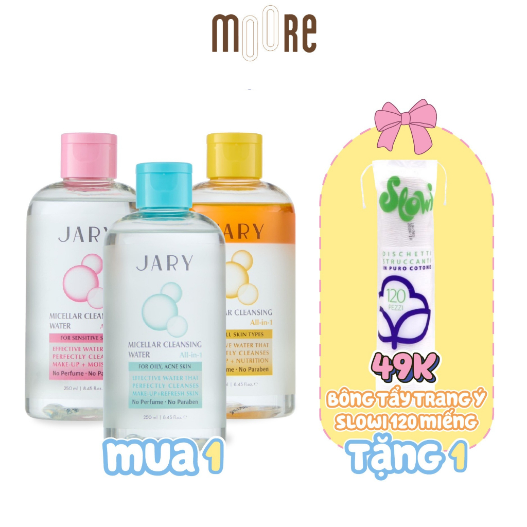 Nước tẩy trang làm sạch da dịu nhẹ Jary Micellar Cleansing Water Simple 200ml
