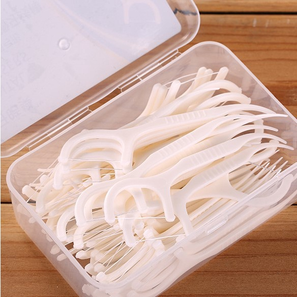 Tăm chỉ nha khoa hộp 50 cái Dental Flossers tăm chỉ vệ sinh răng miệng