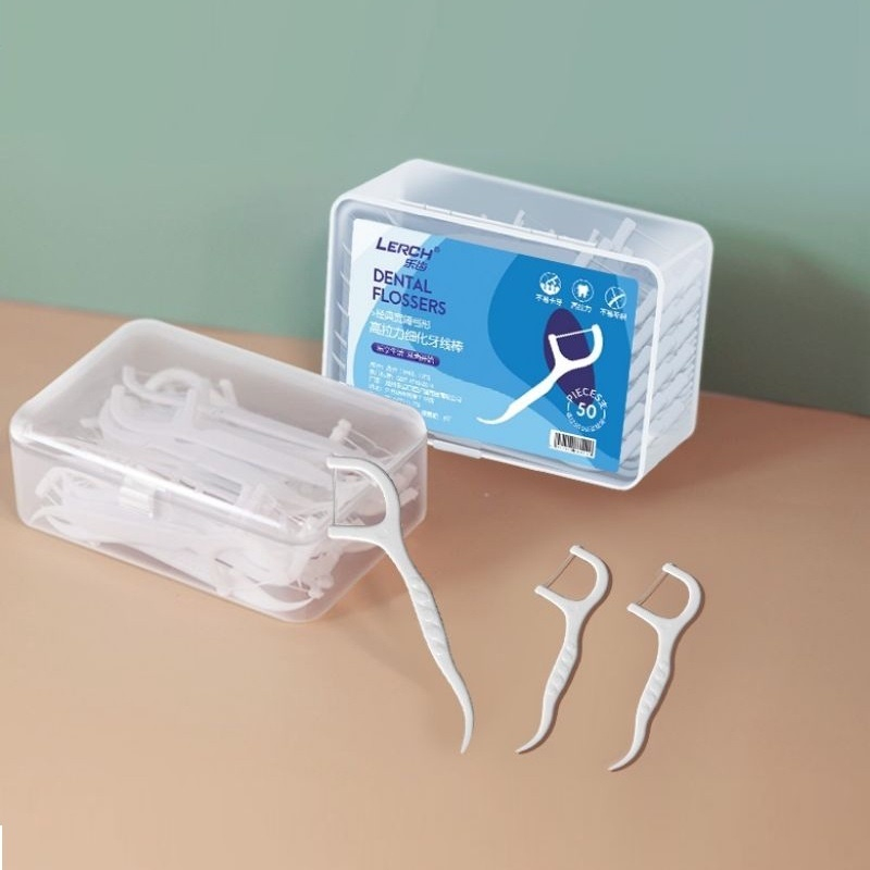 Tăm chỉ nha khoa hộp 50 cái Dental Flossers tăm chỉ vệ sinh răng miệng