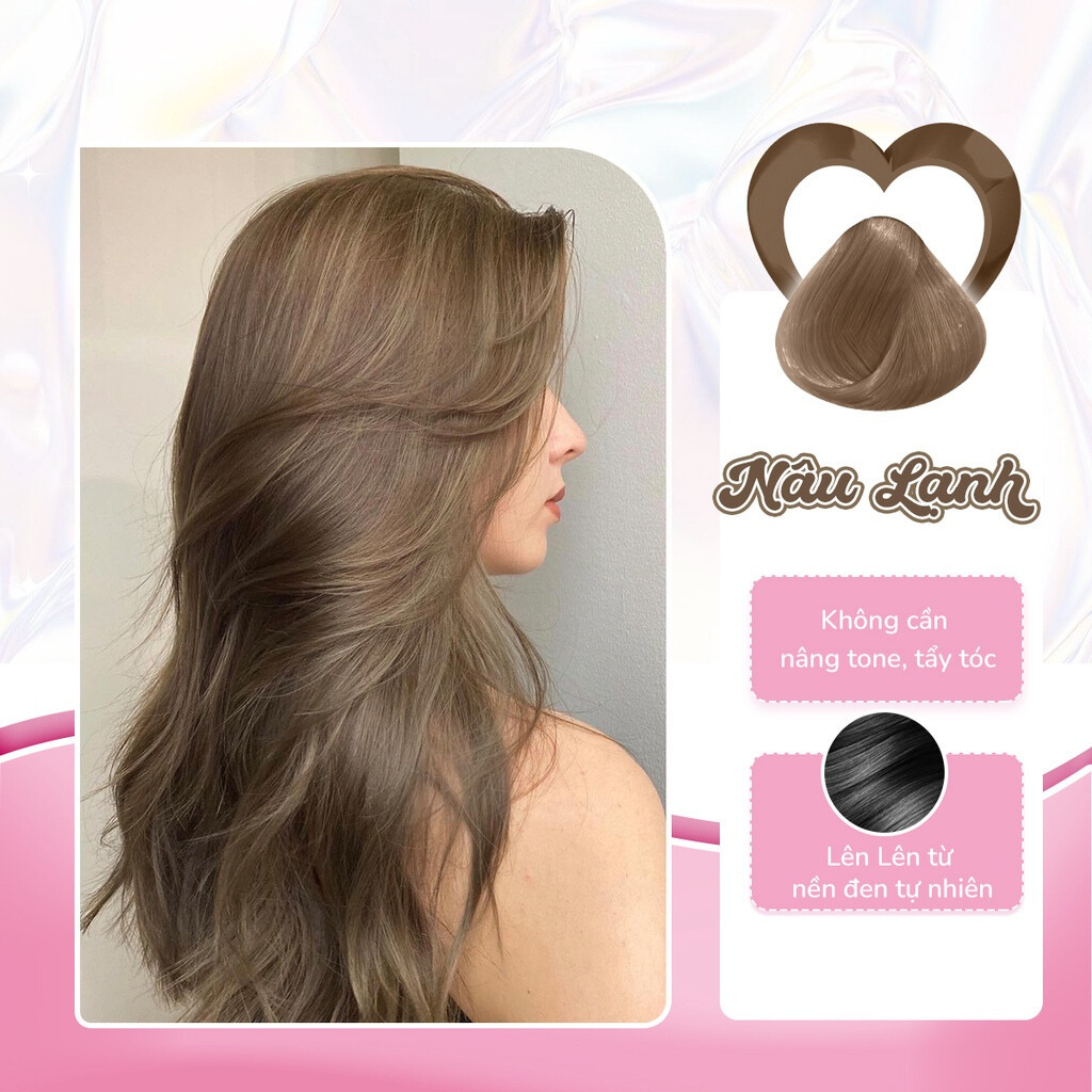 Thuốc nhuộm tóc NÂU LẠNH không tẩy phong cách Blackpink Hàn Quốc hottrend dưỡng mềm mượt tặng mũ trùm găng tay May Hair