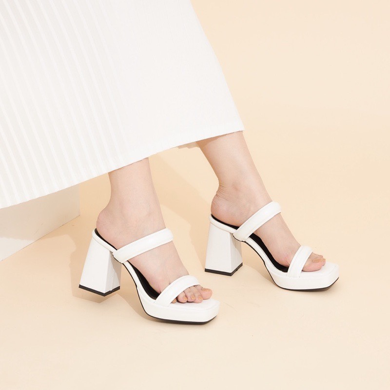 Giày sandal nữ đúp vuông 9p quai 2 bản phồng - SD162