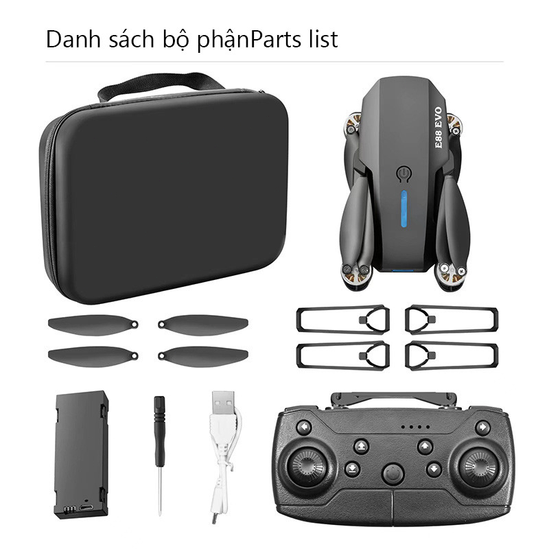 Flycam E88 EVO Drone 4K HD Camera Kép Có Định Vị 1080P