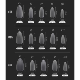 Móng úp siêu mỏng làm nailbox L M S (3 SZIE)