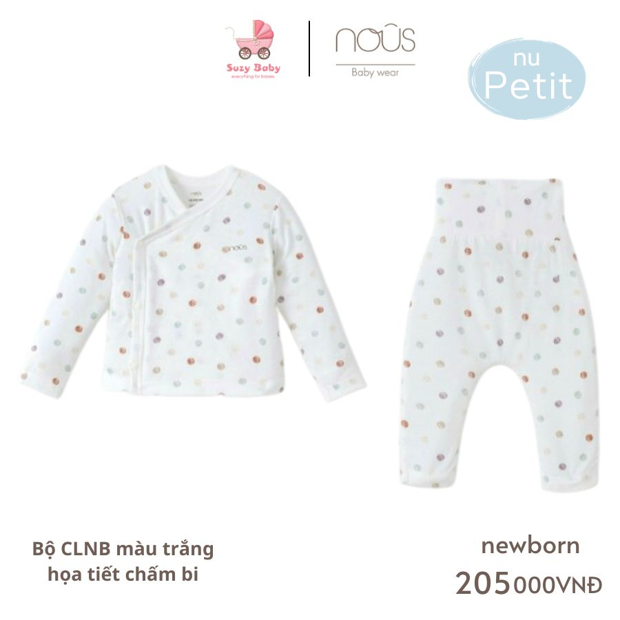 Bộ cài lệch Nous newborn cho bé sơ sinh các mẫu