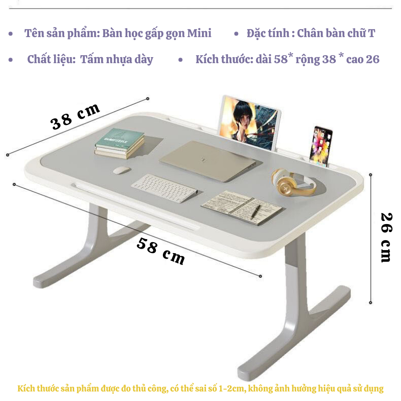Bàn Học Gấp Gọn NAMIKO Tích Hợp Khe Cắm USB Có Giá Sách Và Ngăn Kéo