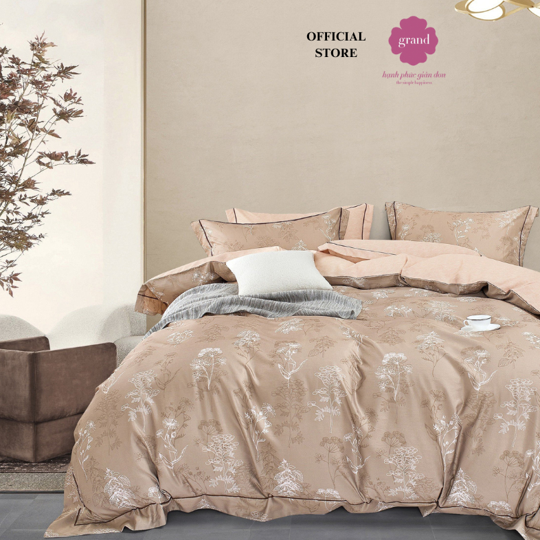 Vỏ chăn chần  100% Lụa S-Tencel, tơ thiên nhiên , mềm mịn Grand , họa tiết trang nhã sang trọng