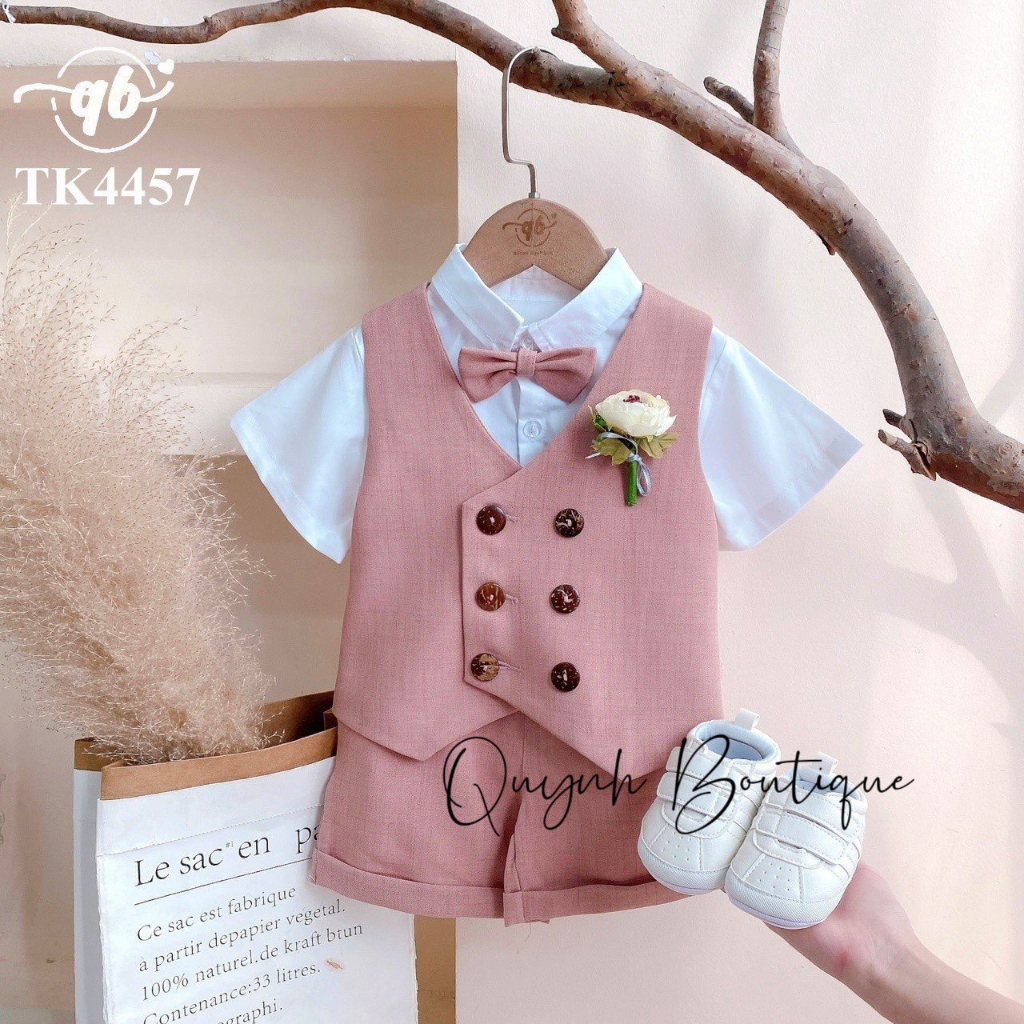 Set Bộ Vest Gile Hồng Quỳnh Boutique Set Vest Cộc Lãng Tử Cao Cấp Kèm Áo Sơ Mi