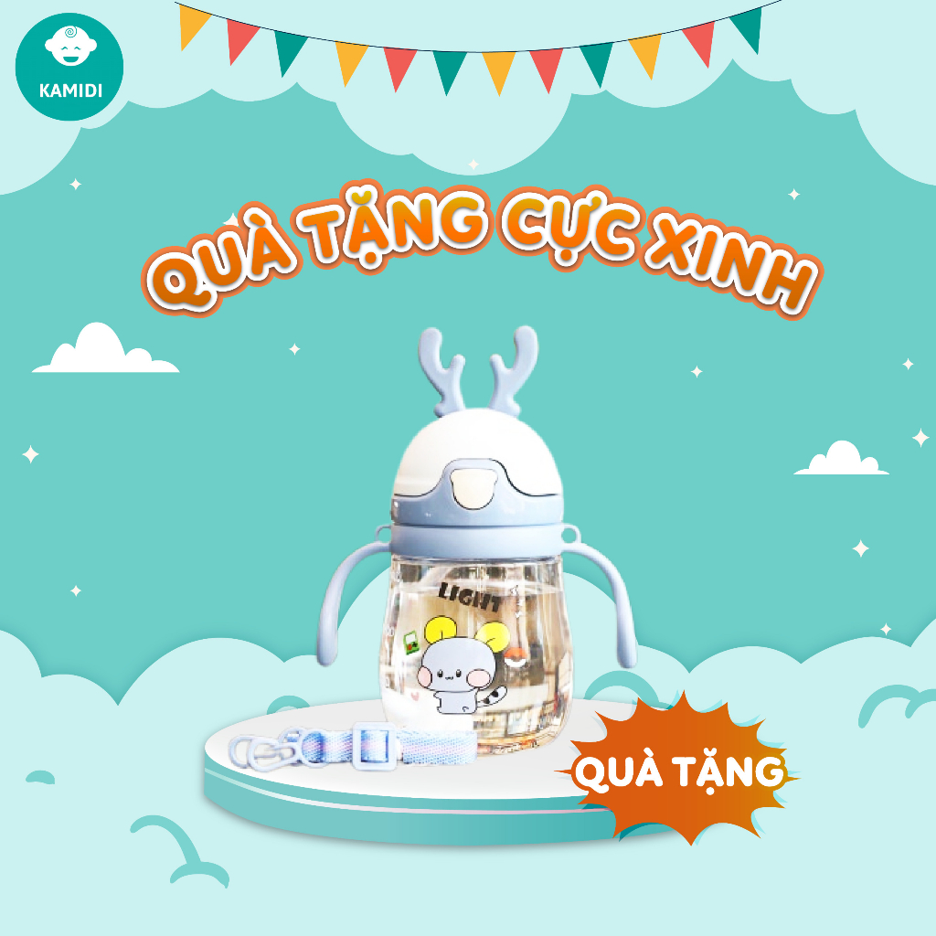 Núm Trợ Ti Kamidi Cao Cấp Hỗ Trợ Cho Bé Bú Combo Tặng Bình Nước Tập Hút Cho Bé