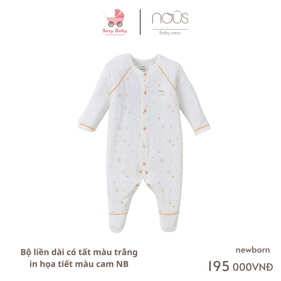 Bộ Nous liền dài có tất màu trắng newborn các mẫu