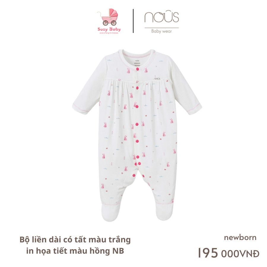 Bộ Nous liền dài có tất màu trắng newborn các mẫu