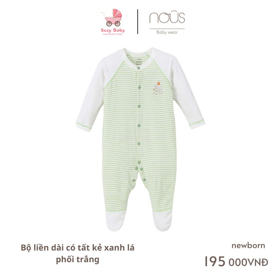 Bộ Nous liền dài có tất màu trắng newborn các mẫu