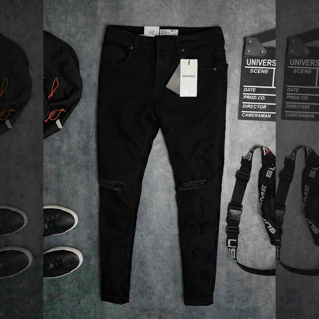 Quần jean dài nam ZARA  cao cấp hàng vnxk màu trắng rách gối chất dày dặn co giãn thoải mái form skinny cao cấp 702