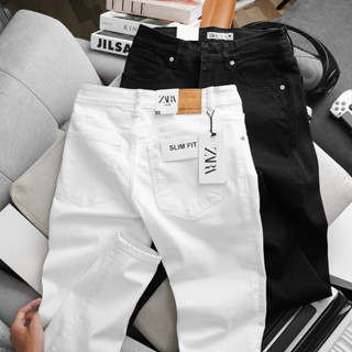 Quần jean ZARA nam màu trắng trơn chất dày dặn co giãn thoải mái form skinny cao cấp 701 hàng cao cấp vnxk