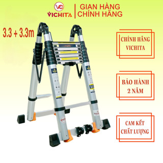 Thang nhôm xếp vichita, thang rút chữ a 6.6m bản cao cấp nhập khẩu + tặng 2 chốt thang nhôm