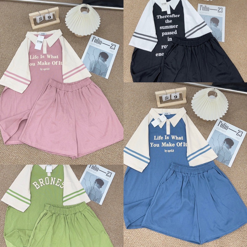 Bộ mặc nhà, sét thể thao fom rộng tay lỡ quần đùi chất COTTON KHÔ cho nữ dưới 65kg
