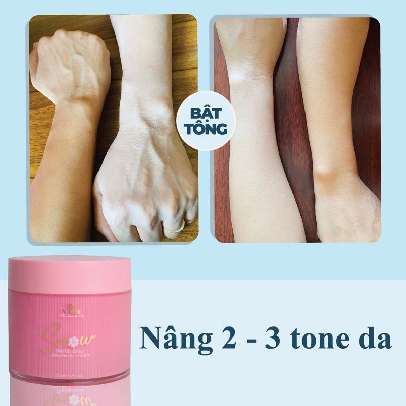 Kem dưỡng trắng da body Snow 200ml V Life: Dưỡng ẩm, trắng da,  se khít lỗ chân lông thoa lên da nâng từ 2-3 tone.