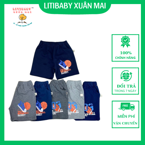 Quần Đùi Bé Trai In Hình Đôi Giày Quả Bóng QDBT2301 Thương Hiệu Litibaby Size 1-8, Dành Cho Bạn Từ 9-25kg