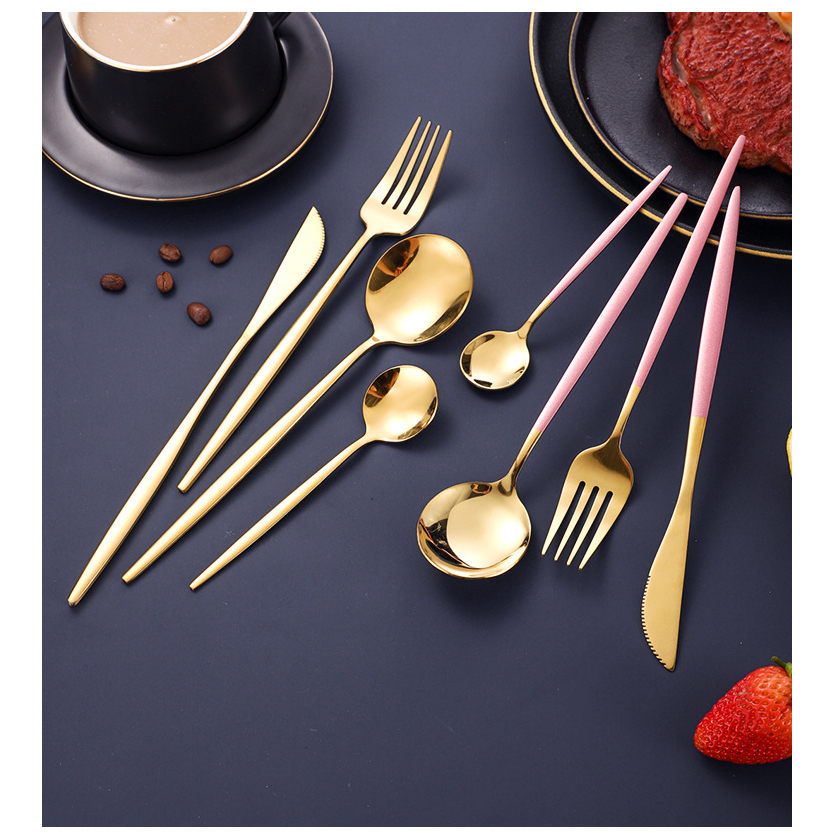 Dao dĩa ăn bít tết T MALL, bánh kem bằng inox cao cấp phong cách Châu Âu - KJ03CD