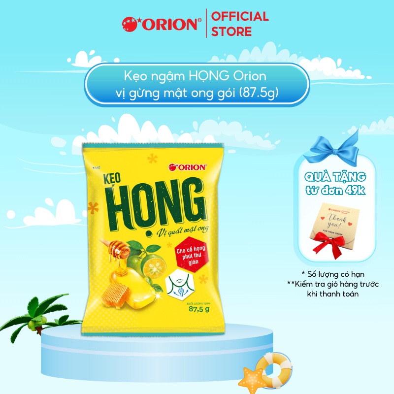 Kẹo ngậm Orion HỌNG vị quất mật ong gói 87.5G