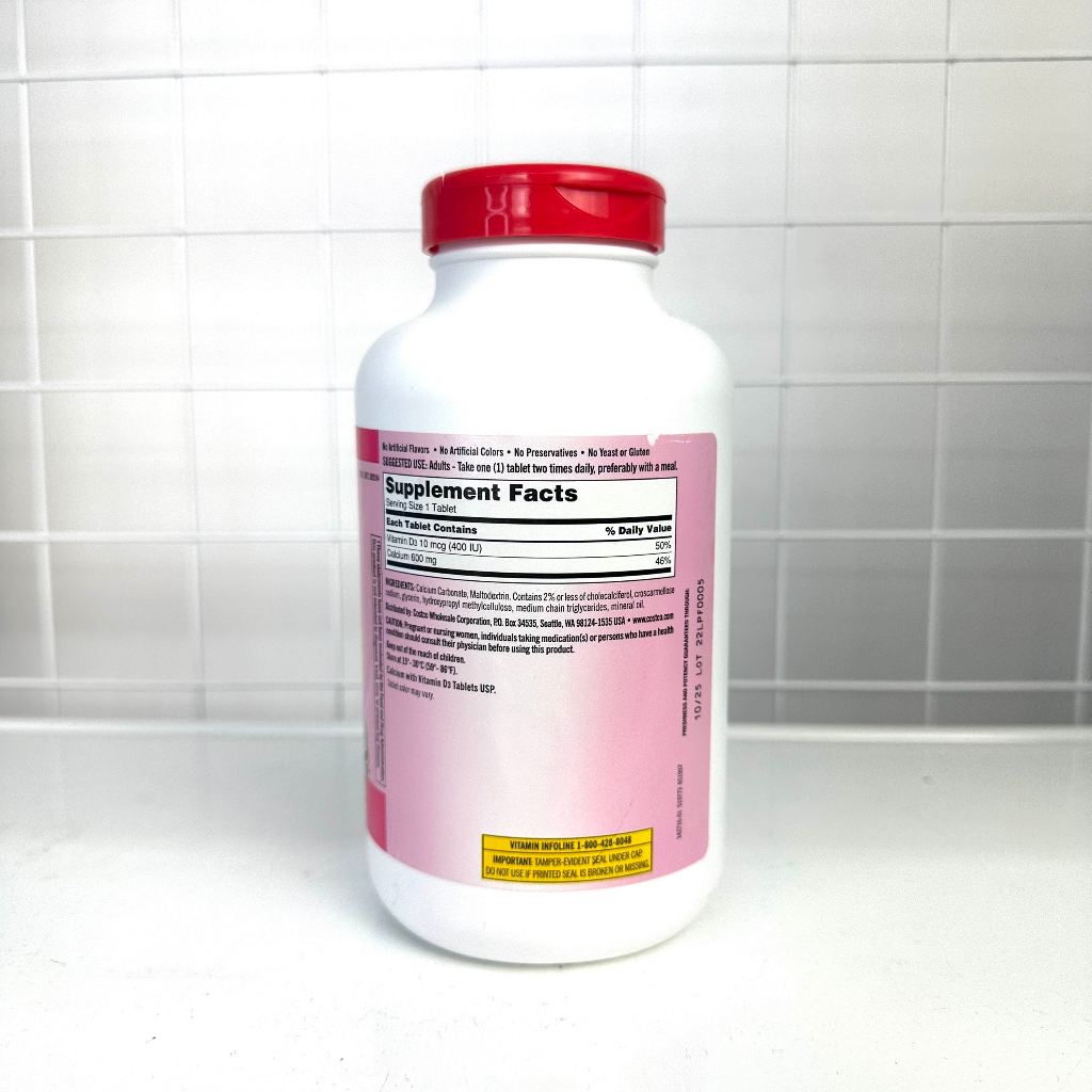 Viên Uống Bổ Sung Canxi Kirkland Calcium 600mg + D3 - 500 Viên – Mỹ 08/2025