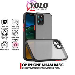 Ốp lưng nhám iphone 15 pro max 14 pro max x xs max 11 promax 12 se 6 6s Plus 7 Plus 8 Plus 13 Pro max Basic Đen Nhám