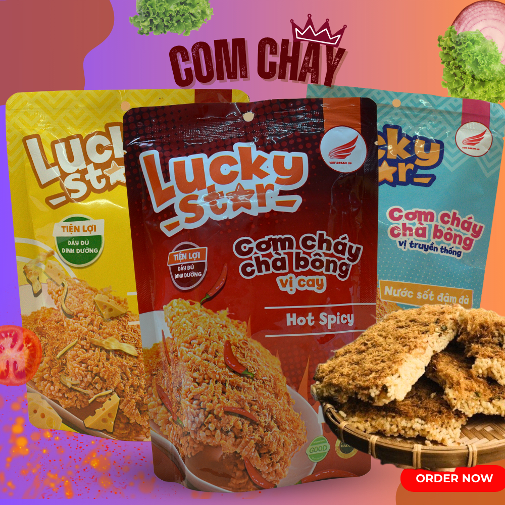 Cơm cháy chà bông vị phô mai, đồ ăn vặt khô dinh dưỡng Lucky Star gói 50g thơm ngon đậm vị