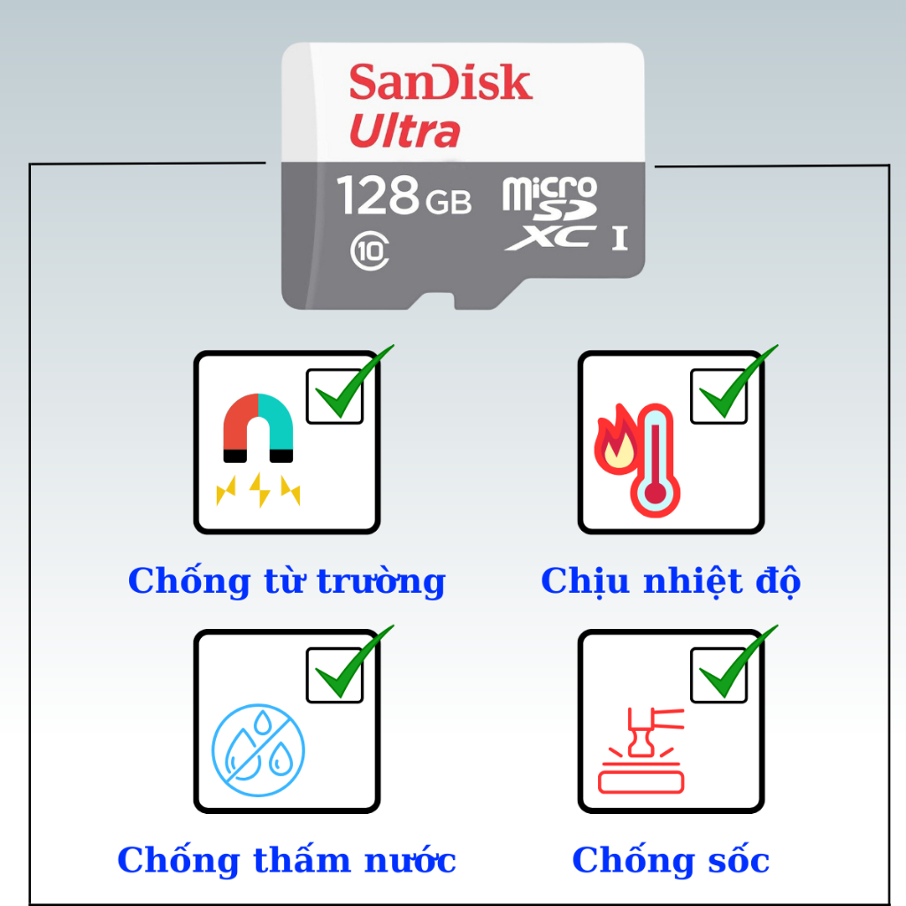 Thẻ Nhớ SanDisk Ultra 128GB /64GB /32GB Tốc Độ Cao 100mb/s, Cho Camera, Điện Thoại - Thẻ Nhớ Sandisk Chính Hãng