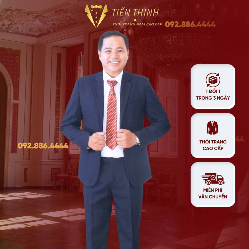 Bộ Vest Nam Trung Niên Chất Vải Tuýt Si Nhập Khẩu Từ Ý Mềm Mịn Không Nhăn Không Xù Lông Lịch Sự Sang Trọng
