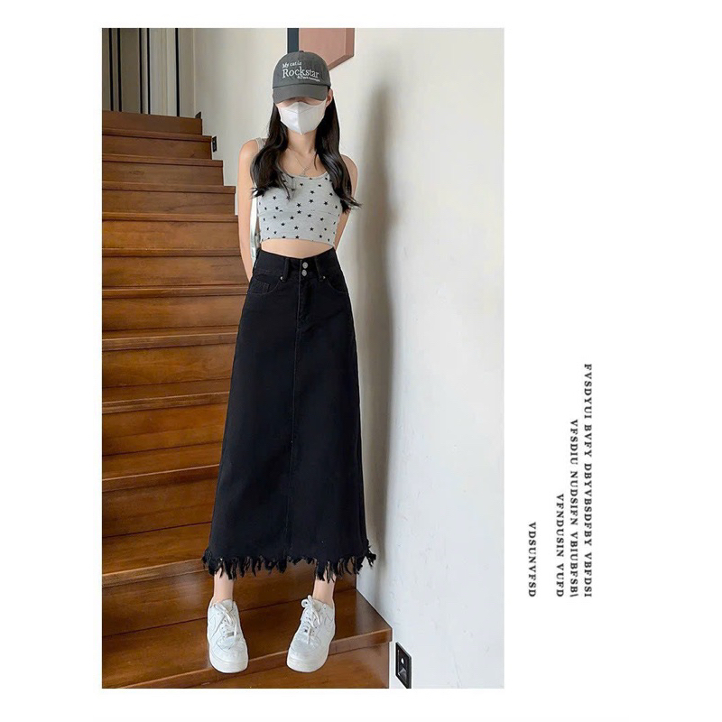 CHÂN VÁY JEANS DÁNG DÀI