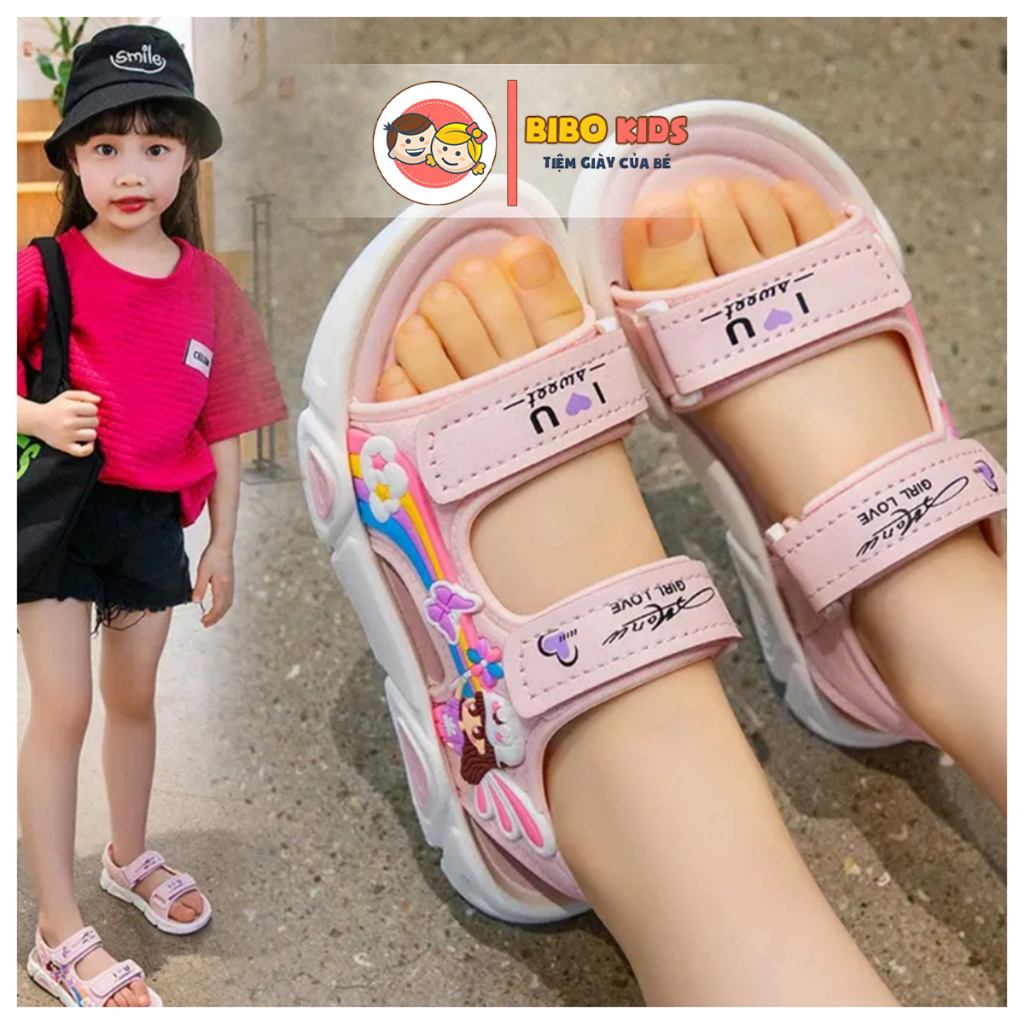 Giầy sandal bé gái - Mẫu quai hậu công chúa 2 mầu Tím, Hồng cho bé xinh - M333