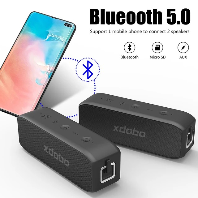 Loa Bluetooth 5.0 XDOBO WING 2020 Công Suất 20W, Chống Nước IPX7, Pin 5200Mah Hỗ Trợ Thẻ TF, USB, AUX - BH 12 Tháng