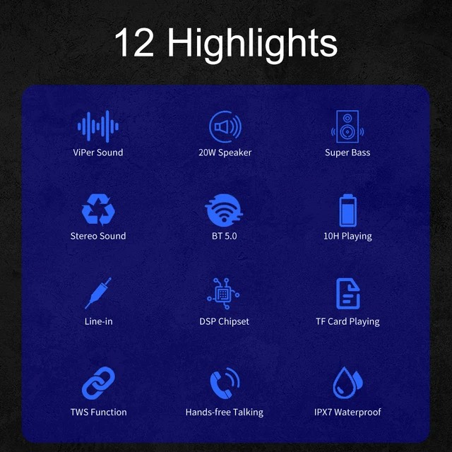 Loa Bluetooth 5.0 XDOBO WING 2020 Công Suất 20W, Chống Nước IPX7, Pin 5200Mah Hỗ Trợ Thẻ TF, USB, AUX - BH 12 Tháng