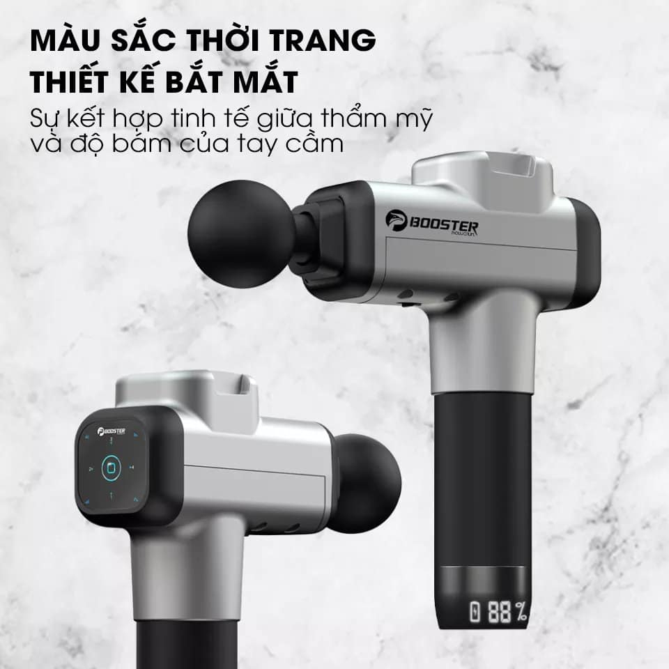 BOOSTER M2-A - Máy massage gun cầm tay, Máy massage cầm tay BOOSTER M2 - A Công suất 135W, 6 đầu massage, 4 Tốc độ