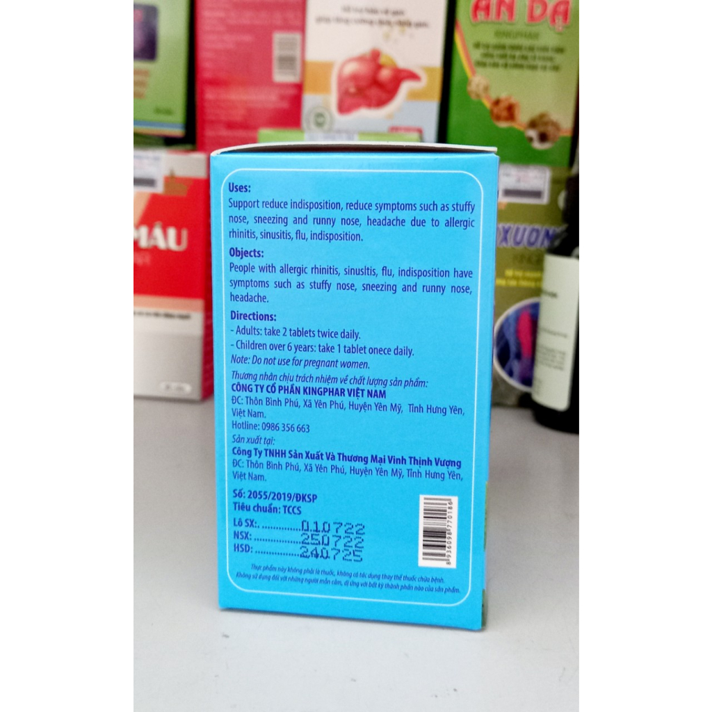 Viên xoang Agera Extra Kingphar - Giảm Nghẹt Mũi, hết xoang , dị ứng theo mùa - hộp 50 viên