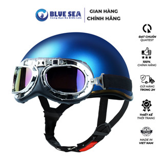 Mũ bảo hiểm 1/2 đầu, nửa đầu có kính phi công BLUE SEA - A366KPC - Đủ màu sơn - Thời trang - FreeSize - Chính hãng