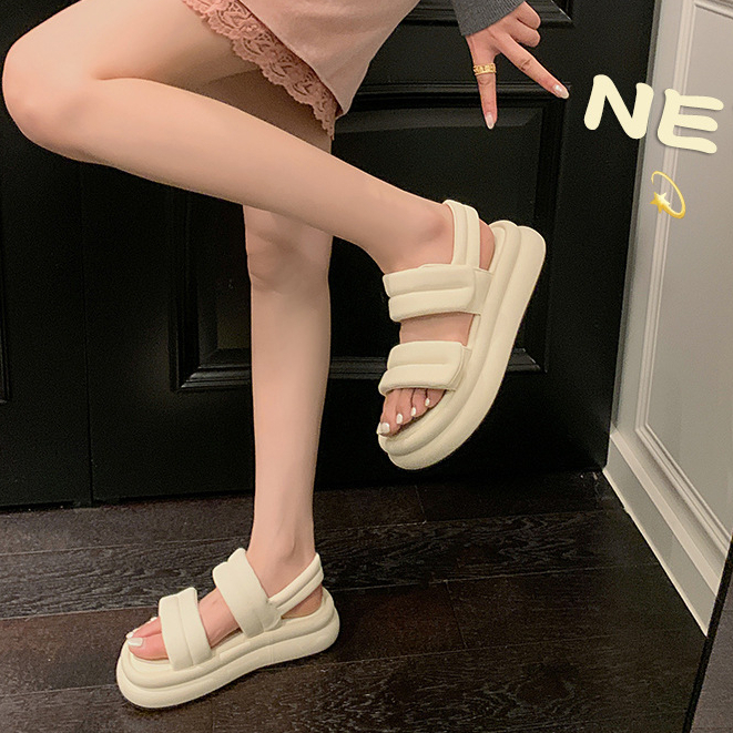 Giày Sandal nữ quai ngang SHEE 2023 đế bánh mì siêu mềm phong cách Hàn Quốc