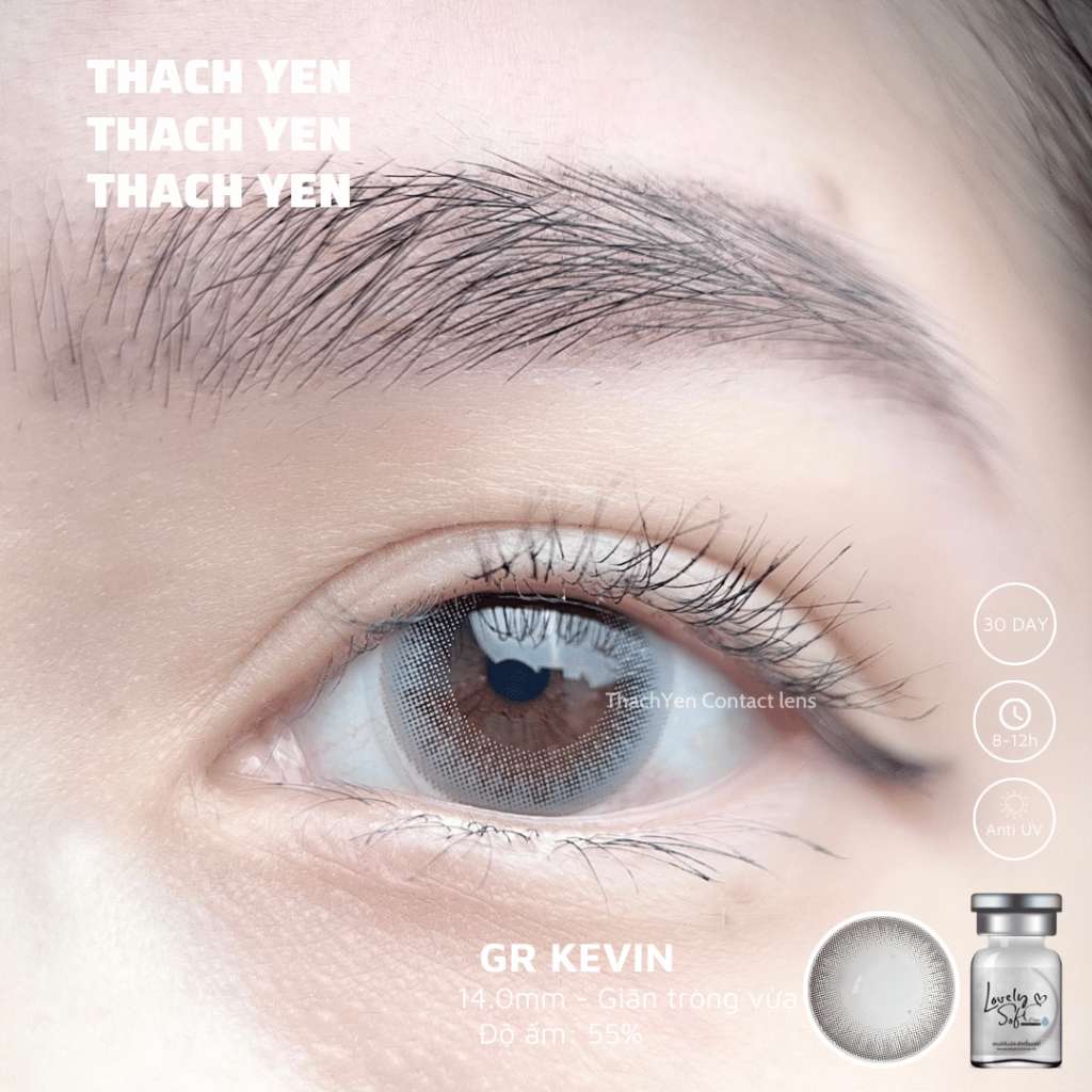 Lens Mắt Kevin Xám Tây giãn vừa - 0-10 độ kính áp tròng