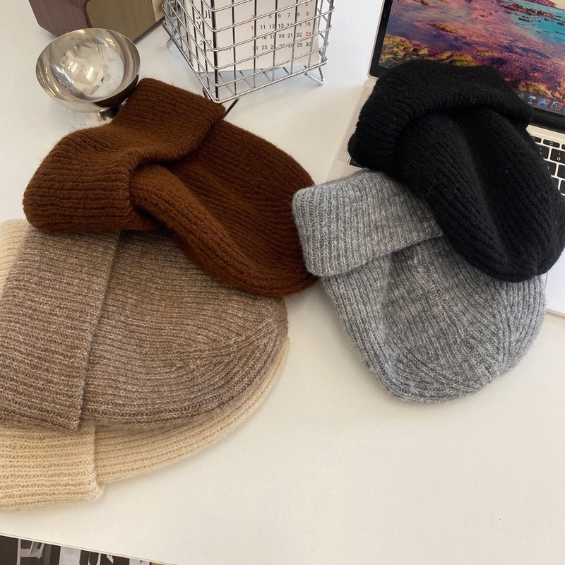 M002 - Mũ len mềm unisex nam nữ màu vintage mua đông