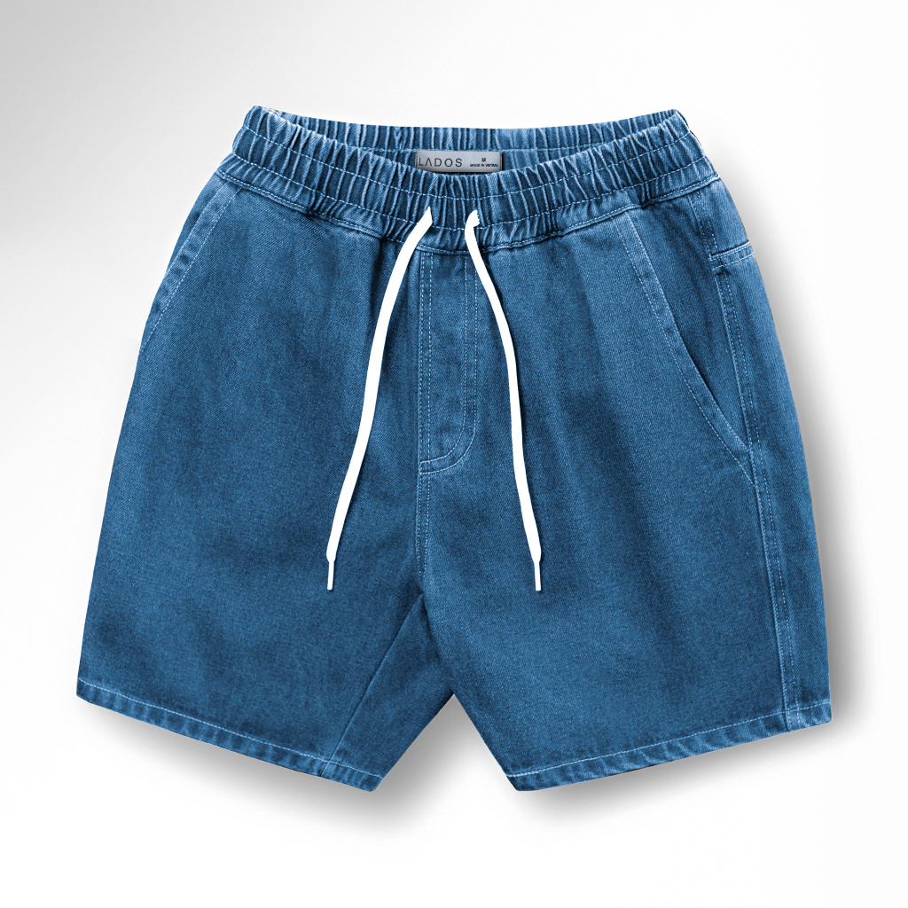 Quần short đùi jeans nam lưng thun cao cấp  LADOS -4104 có dây rút, trẻ trung, thời trang