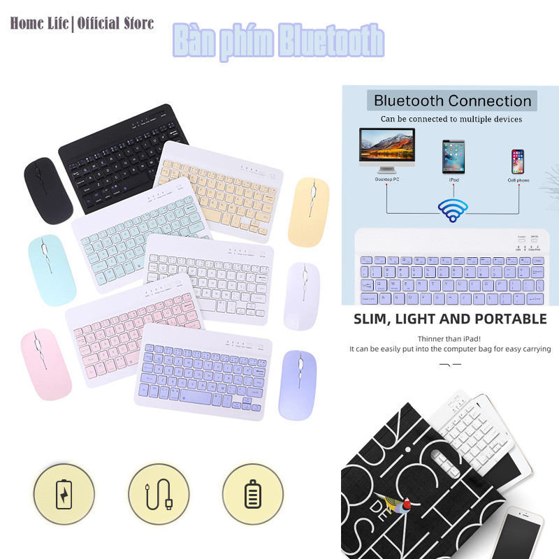 Bàn phím bluetooth bàn phím máy tính bàn phím không dây bàn phím màubàn phím không dây bluetooth nhiều màu