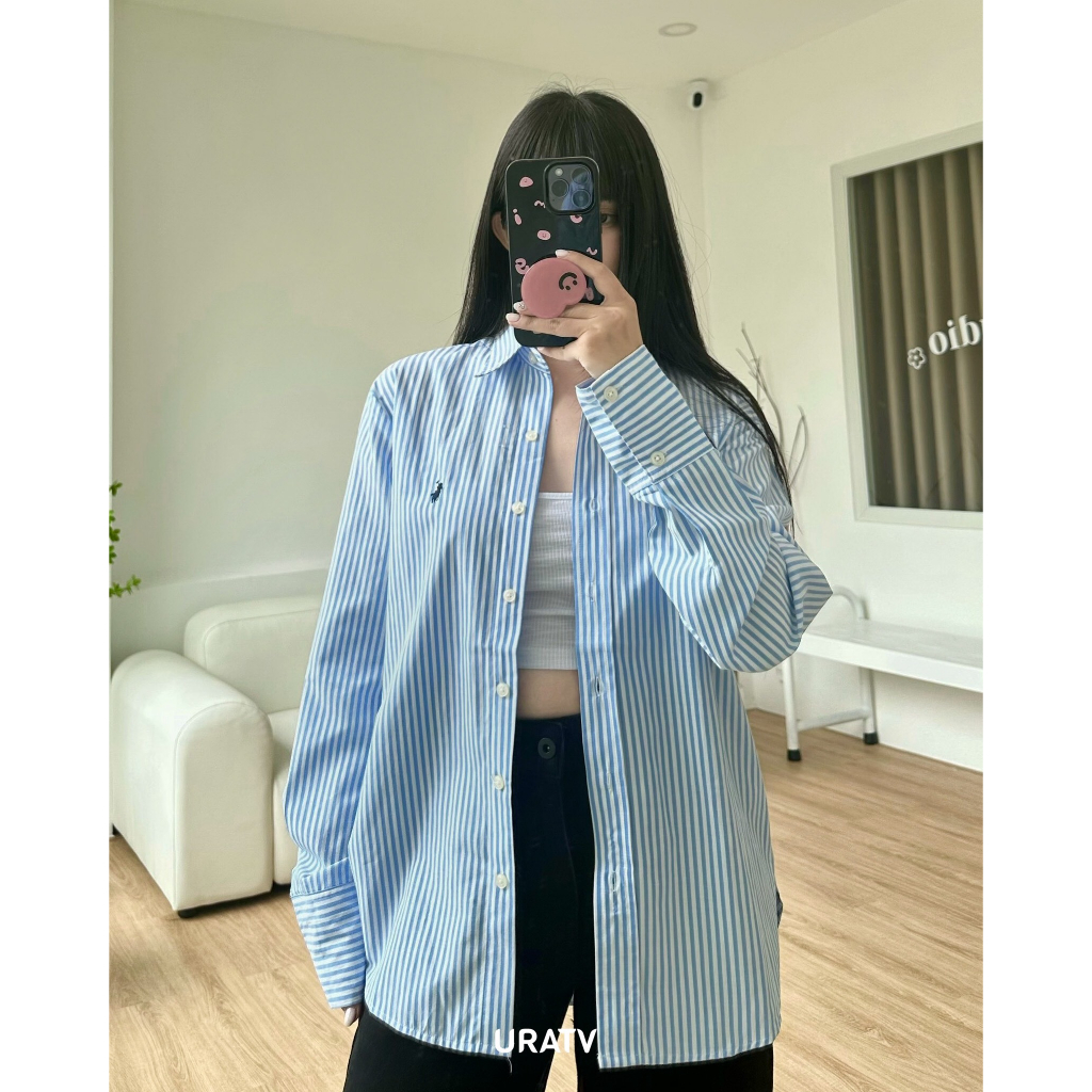 Áo sơ mi nữ thêu P0.L0 linen - URATV