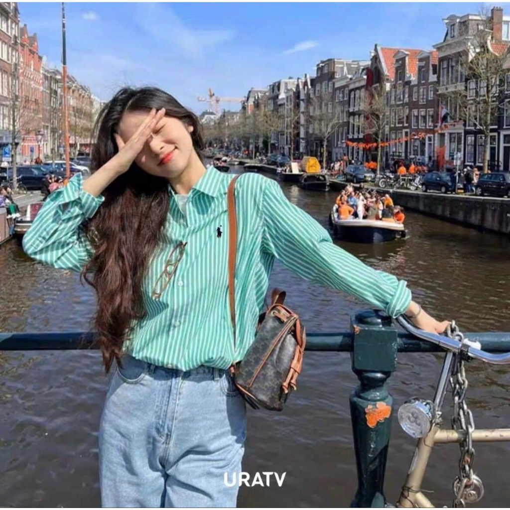 Áo sơ mi nữ thêu P0.L0 linen - URATV