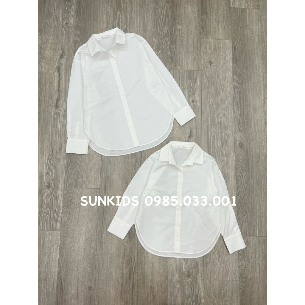 Áo sơ mi trắng trơn có sz mẹ và bé