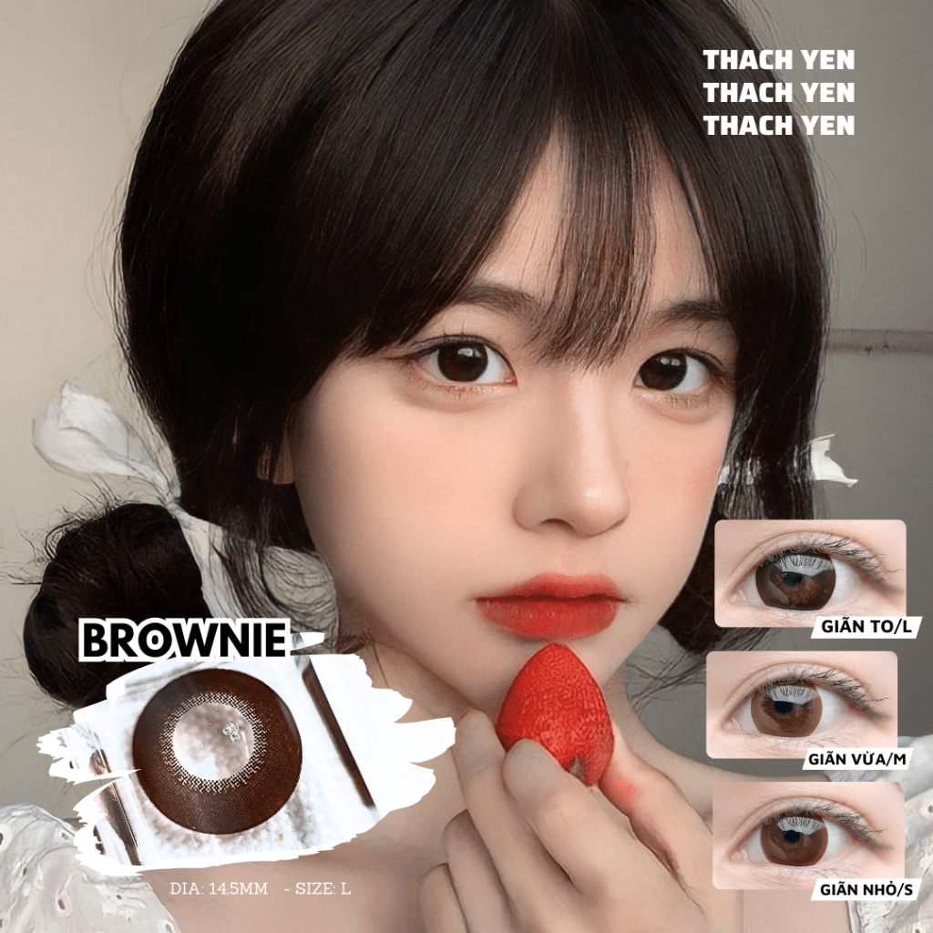 Lens Mắt Brownie Choco giãn to - 0-10 độ kính áp tròng