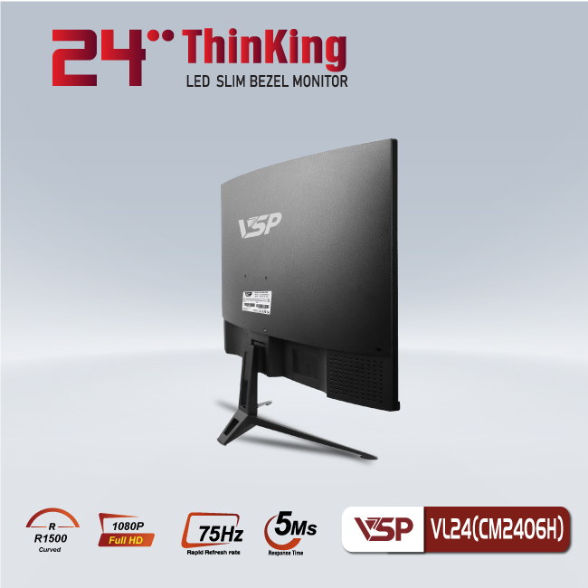 Màn hình 24inch VSP LED IPS tràn viền 5ms hạn chế ánh sáng xanh | VSP V2407S màu đen | BigBuy360 - bigbuy360.vn