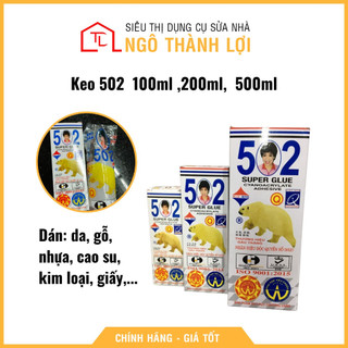 Keo dán sắt 502 hiệu con gấu 100ml / 200gml / 500ml, keo dán siêu dính