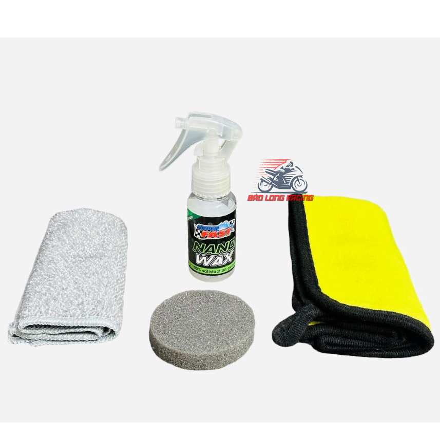 SuperFast Nano Wax Phục Hồi Dàn Nhám dàn áo xe máy PKL Oto kèm theo mút đánh+khăn vàng+khăn than