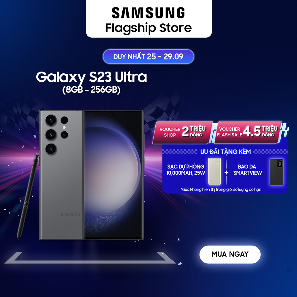 Điện thoại Samsung Galaxy S23 Ultra 8GB/256GB màu Xám Graphite/Xanh Sky Blue- Độc Quyền Online