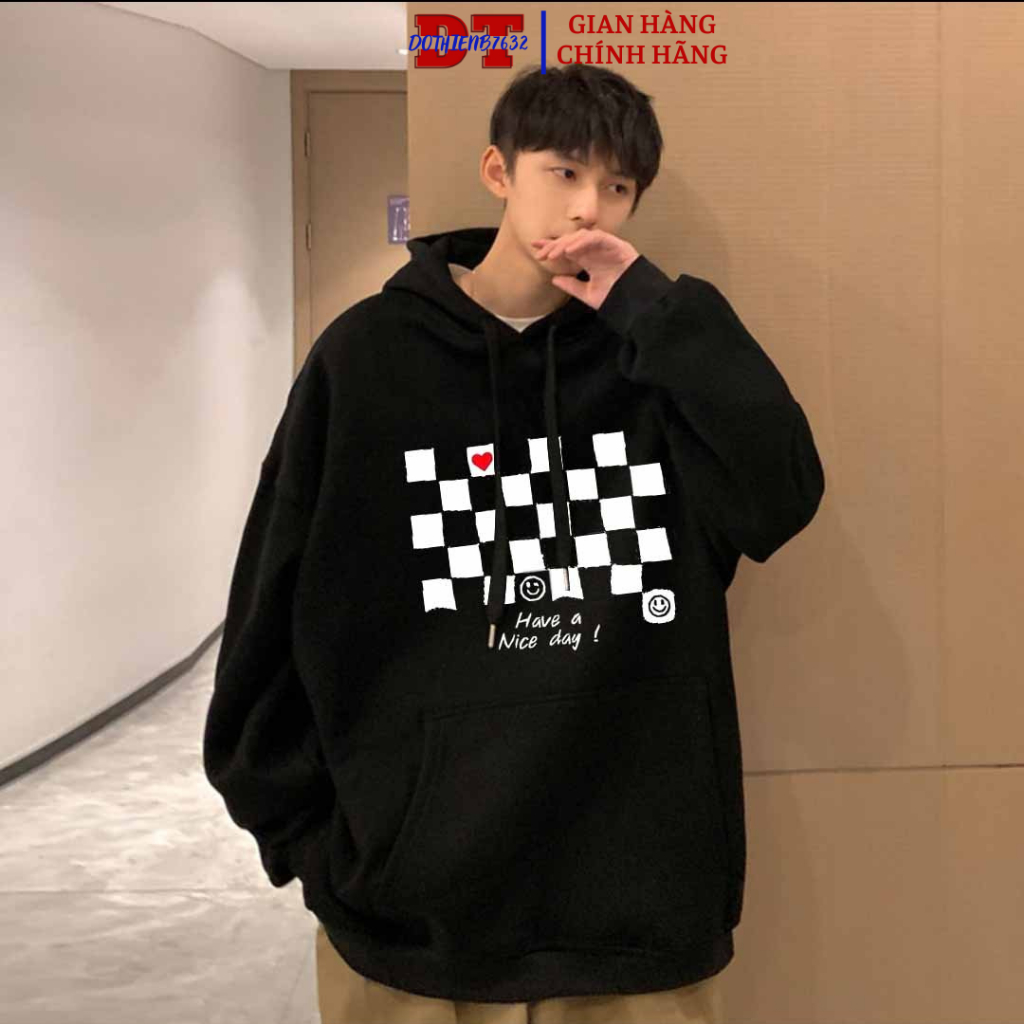 Áo Hoodie nam nữ Form Rộng Unisex Họa Tiết bàn cờ Thời Trang Nỉ Thu Đông đủ size Cao Cấp Dưới 73kg S0