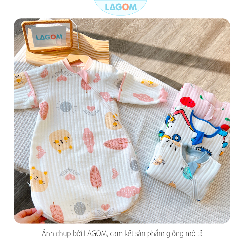 Túi Ngủ Cho Bé Mùa Đông Cotton Trần Bông Ấm Áp, Có Thể Mở Đáy Túi